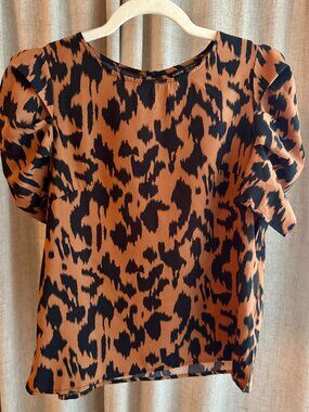 Leopard Print Shein Blouse- Short sleeved- Small